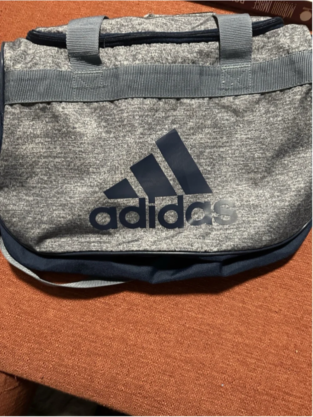 adidas Small 5L Gray/Blue Gym Bag Zip Closure Logo Polyester